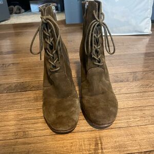 Marc Fisher Olive Suede Lace-Up Ankle Boots